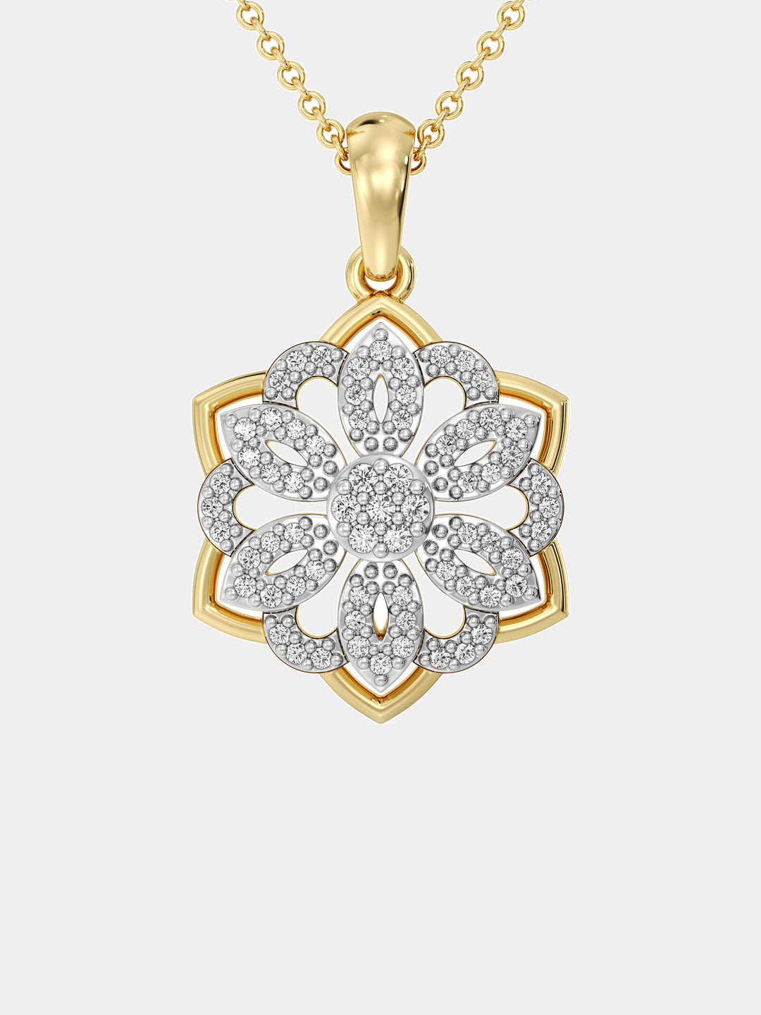 FLORAL Frost Necklet, gold vermeil chain with sparkling flower pendant
