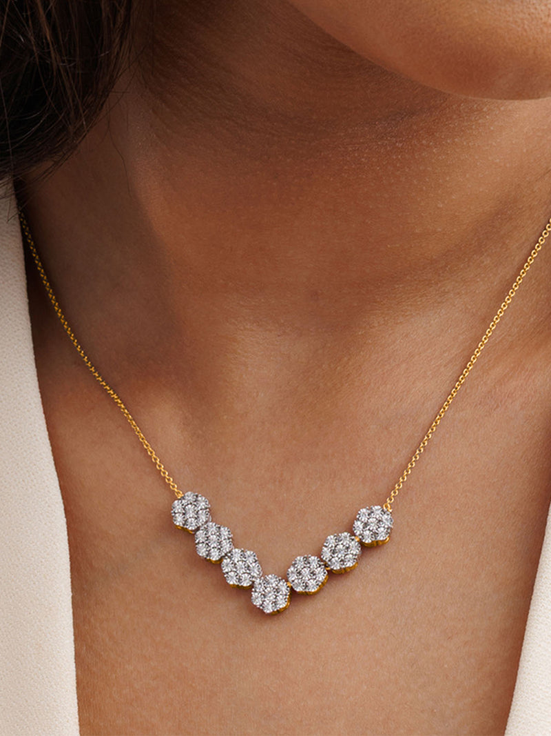 Keemti Jewels Floral Cluster Necklet Model View
