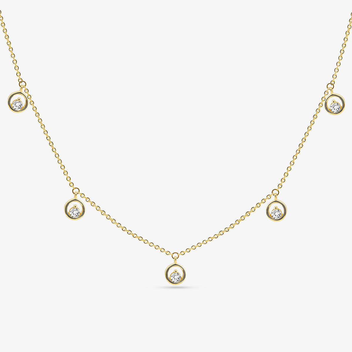 Tragebild: CLASSIC Charm-Halskette mit fÃ¼nf runden Stein-Charms