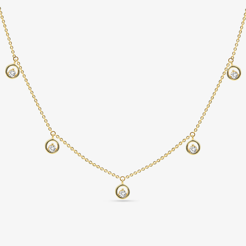 Tragebild: CLASSIC Charm-Halskette mit fÃ¼nf runden Stein-Charms