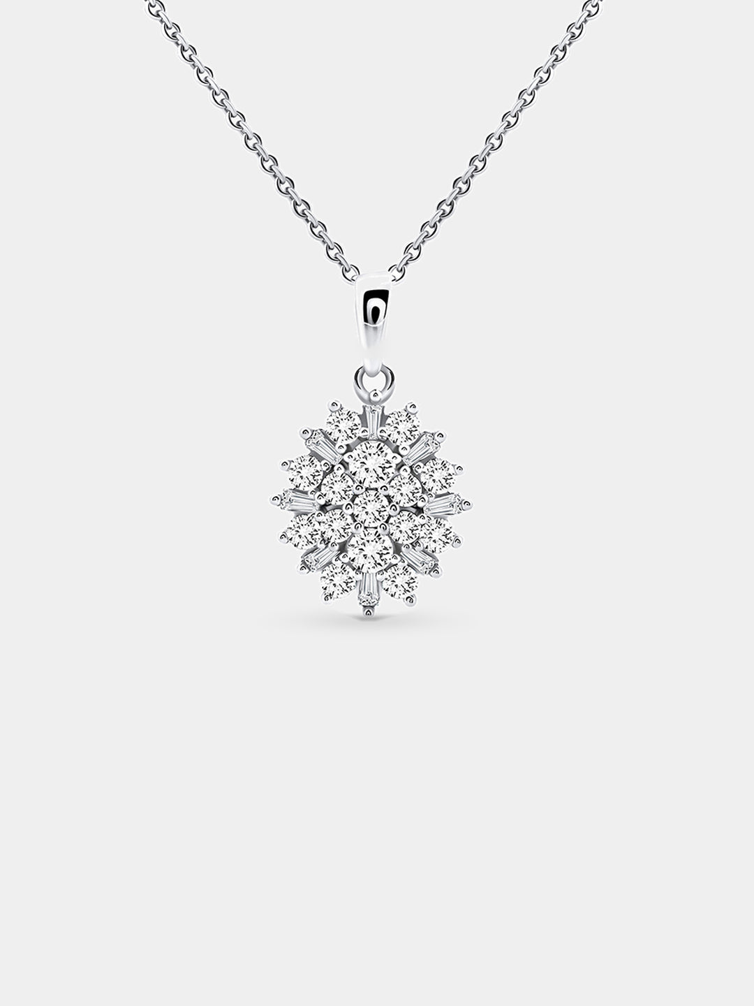 Baguette Bloom Diamant-Halskette 0,75 ct mit silbernem Schneeflocken-AnhÃ¤nger