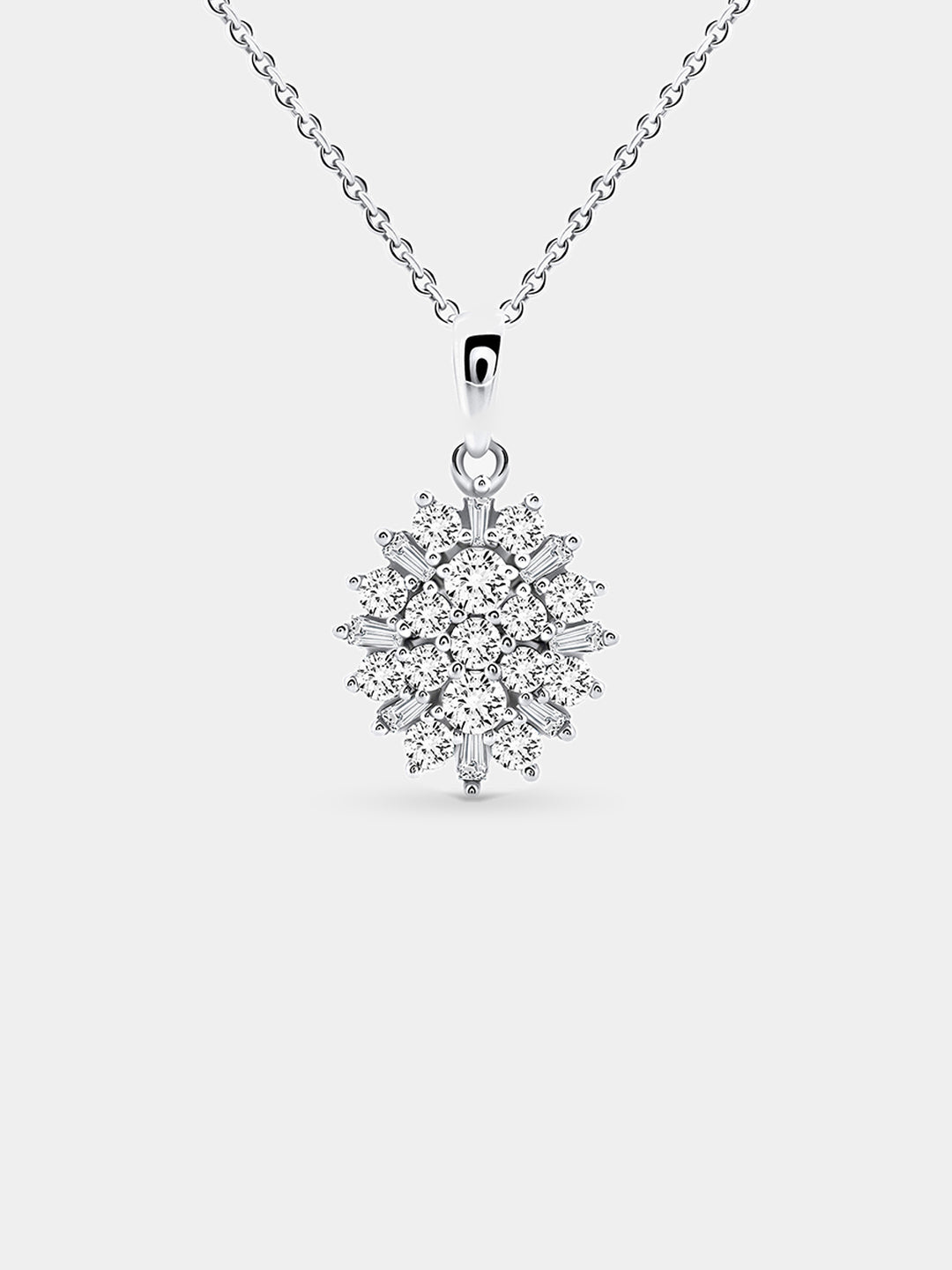 Classic Baguette Bloom Diamond Necklet - keemti jewels