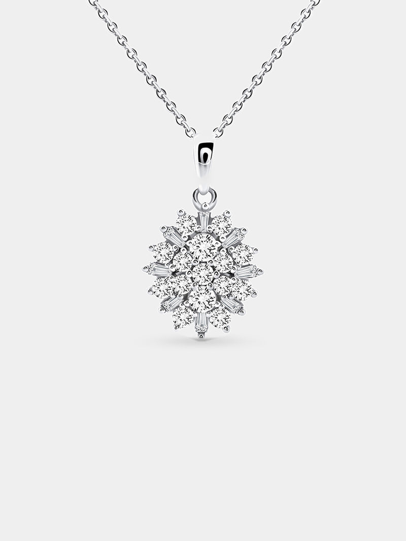 Classic Baguette Bloom Diamond Necklet - keemti jewels