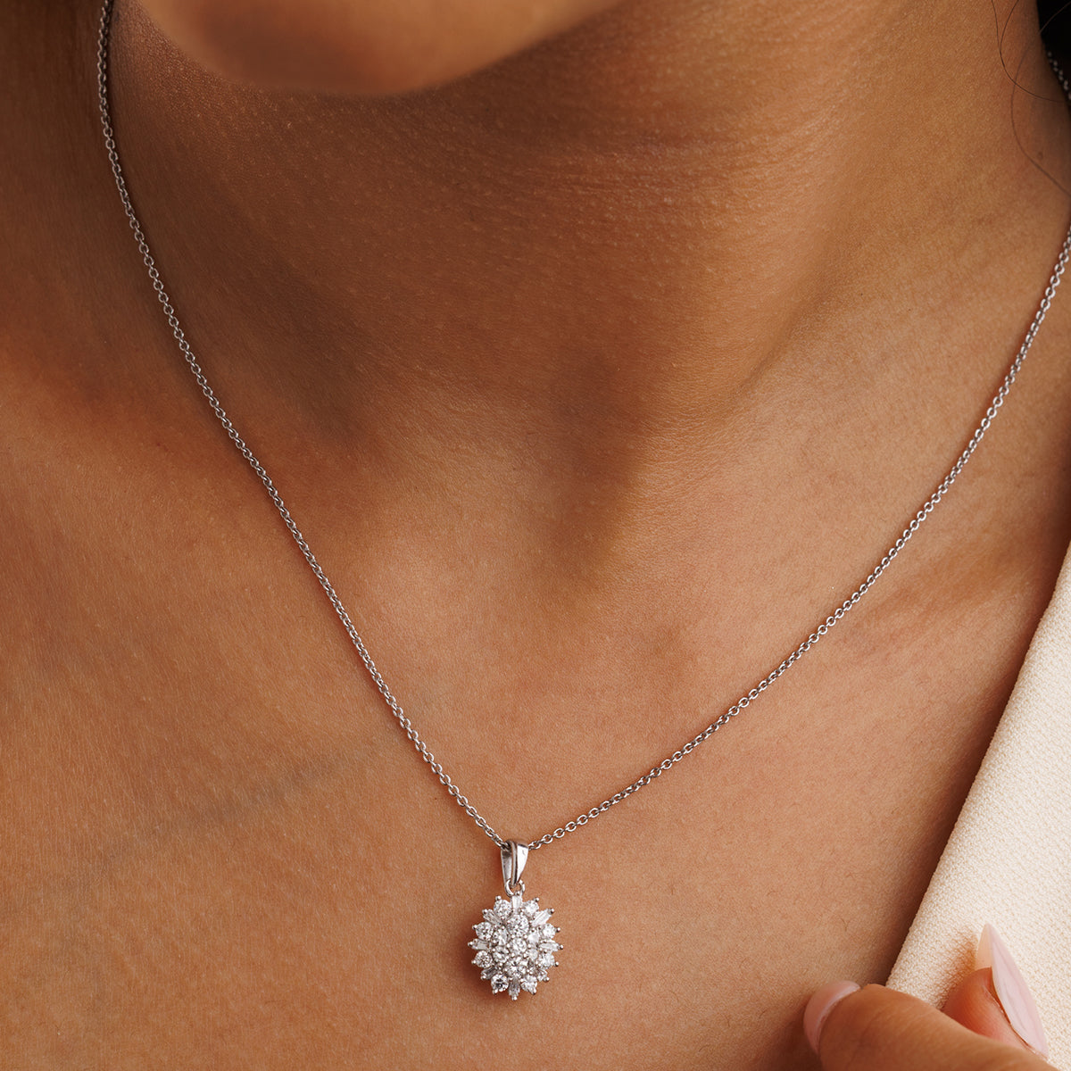 Classic Baguette Bloom Diamond Necklet