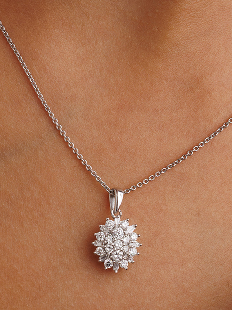 Classic Baguette Bloom Diamond Necklet - keemti jewels