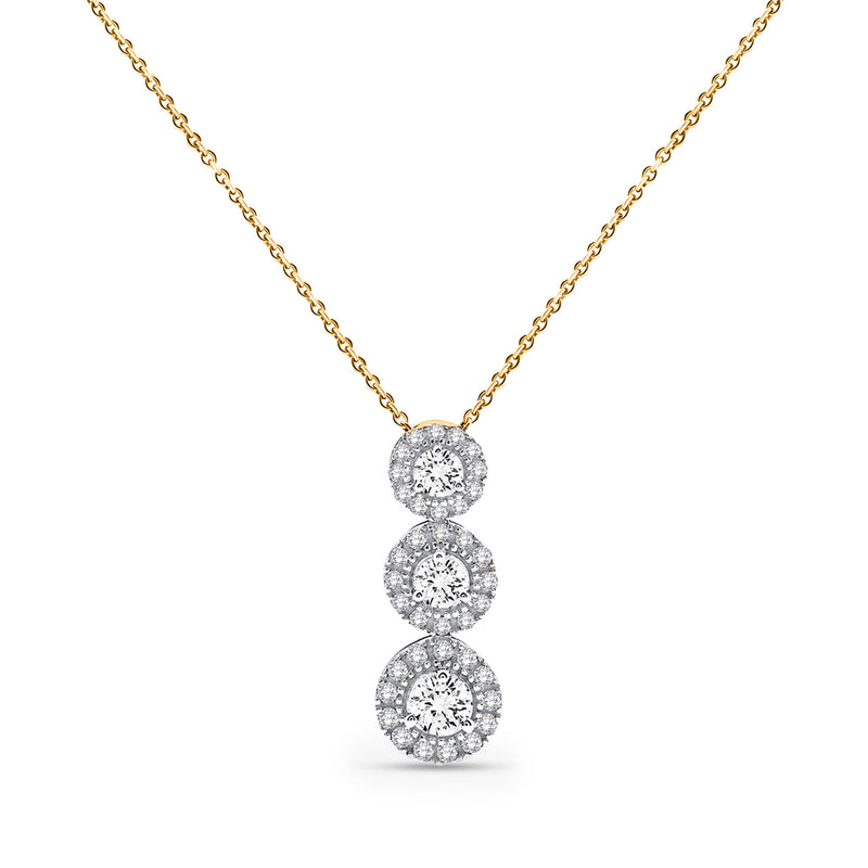Triple Halo-Necklet mit drei runden Zirkonia-Steinen, silberfarben