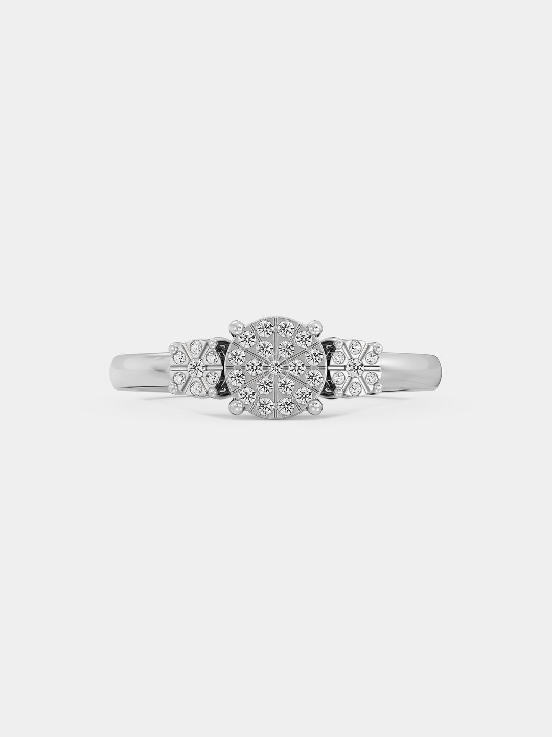 On-finger: silver vermeil Trinity ring with pavé round center, 0.75 ct