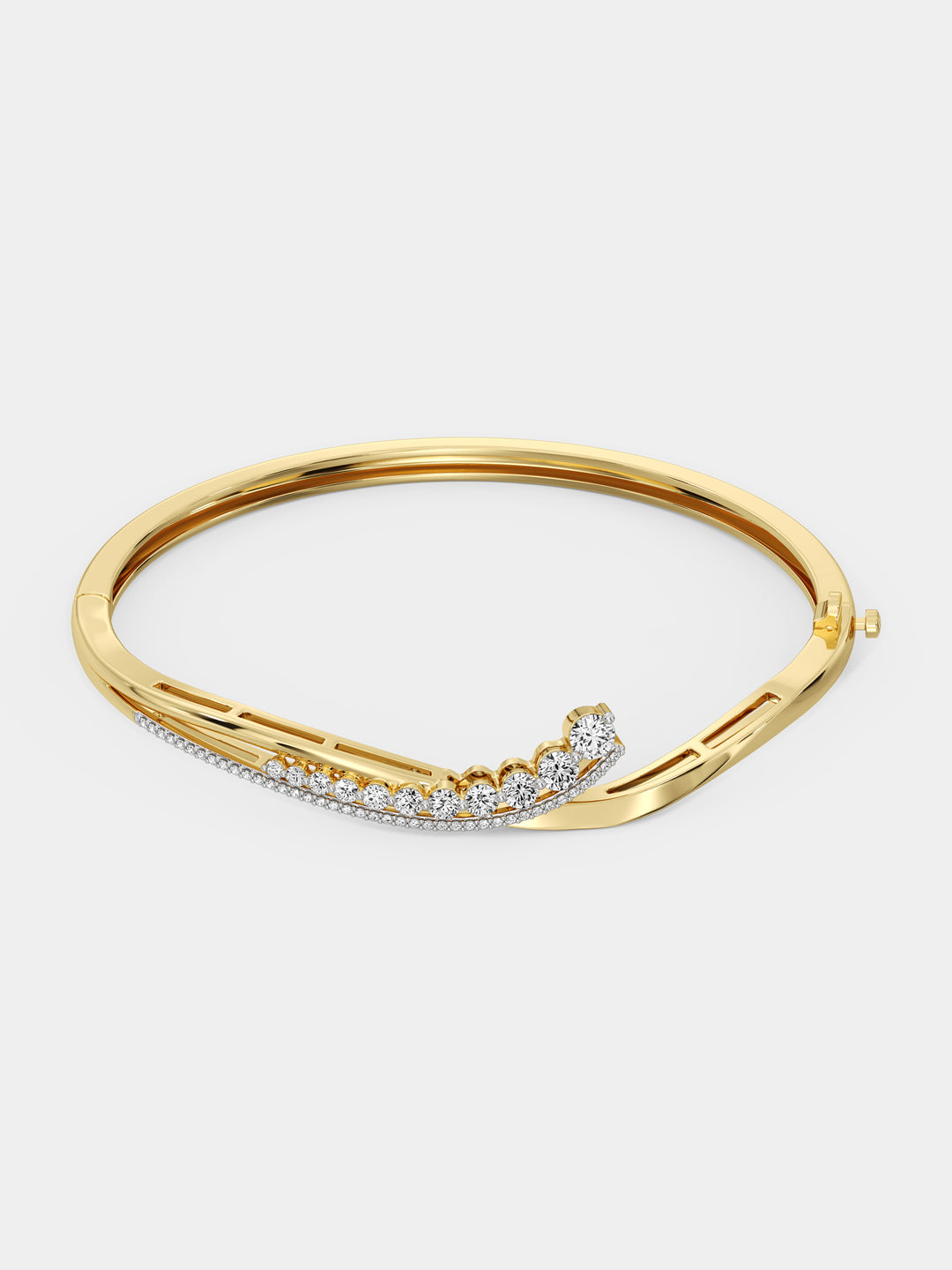 Crescent Spark Oval Bracelet by Keemti Jewels: a modern curve of white stones for fans of contemporary luxury.