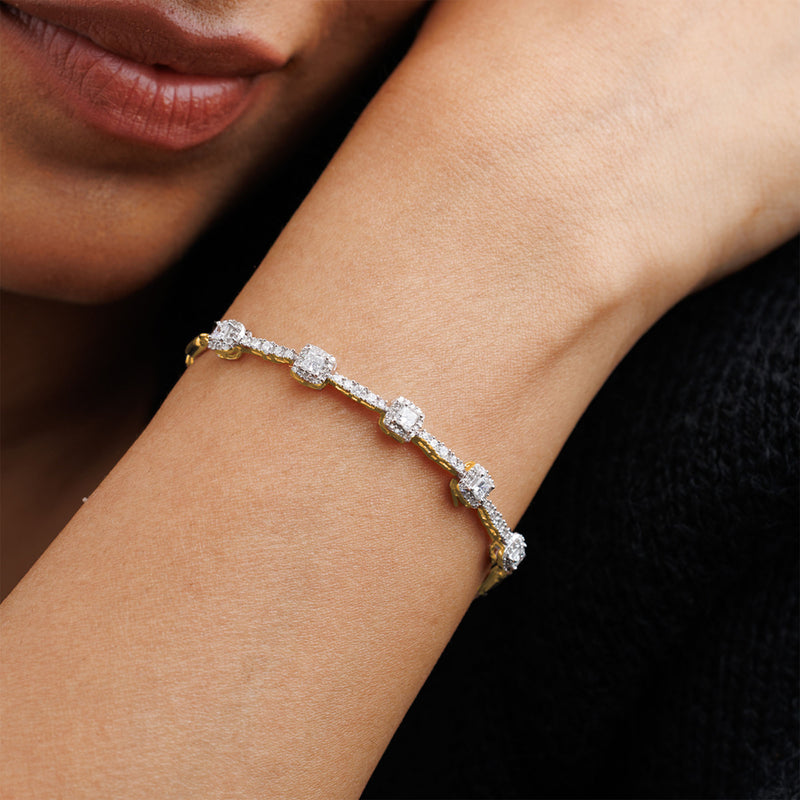 Keemti Jewels Cushion Link Bolo Bracelet Model View