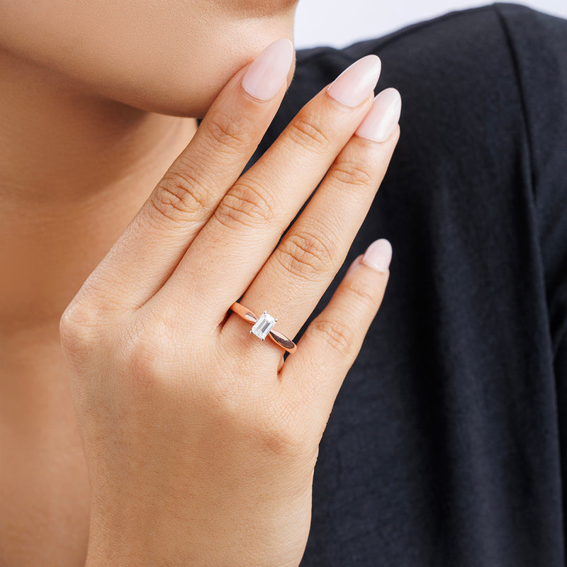 Minimal Emerald Solitaire Ring