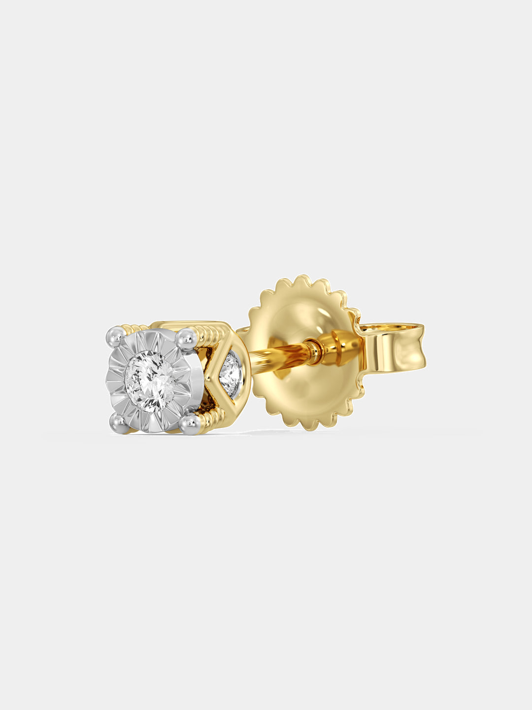 Keemti Jewels Minimal Round Cut Solitaire Stud Earrings with a four-prong setting, shown on a plain white background.