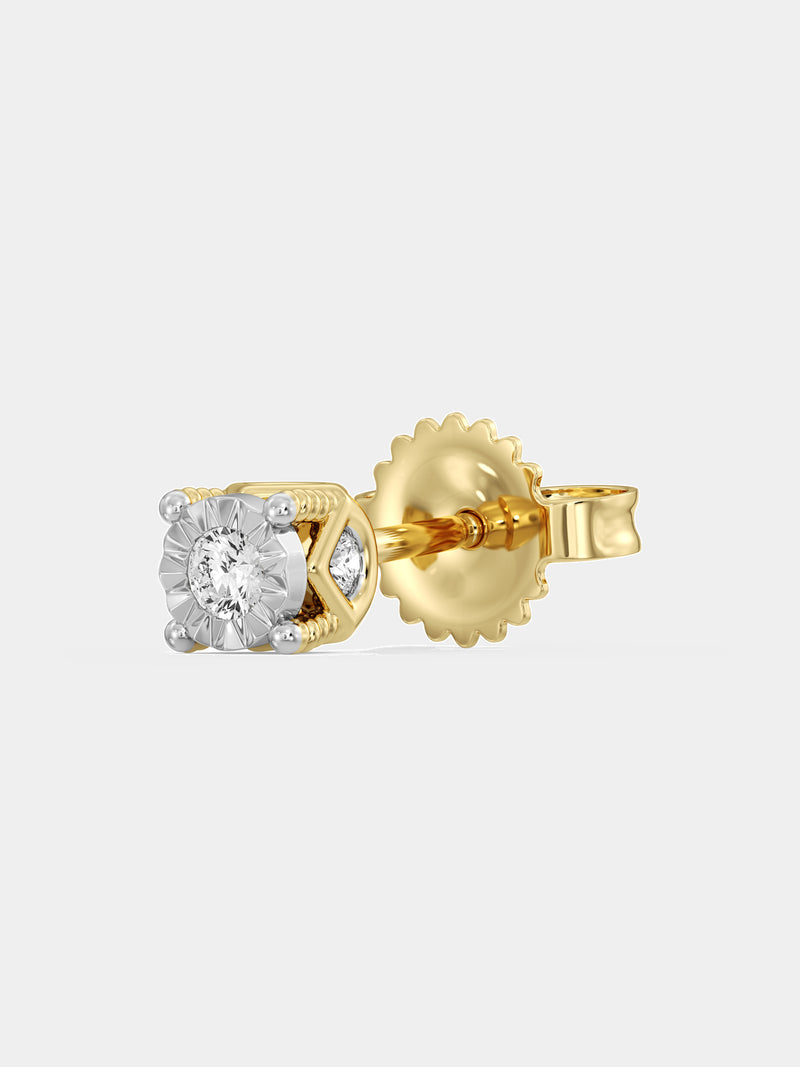 Keemti Jewels Minimal Round Cut Solitaire Stud Earrings with a four-prong setting, shown on a plain white background.