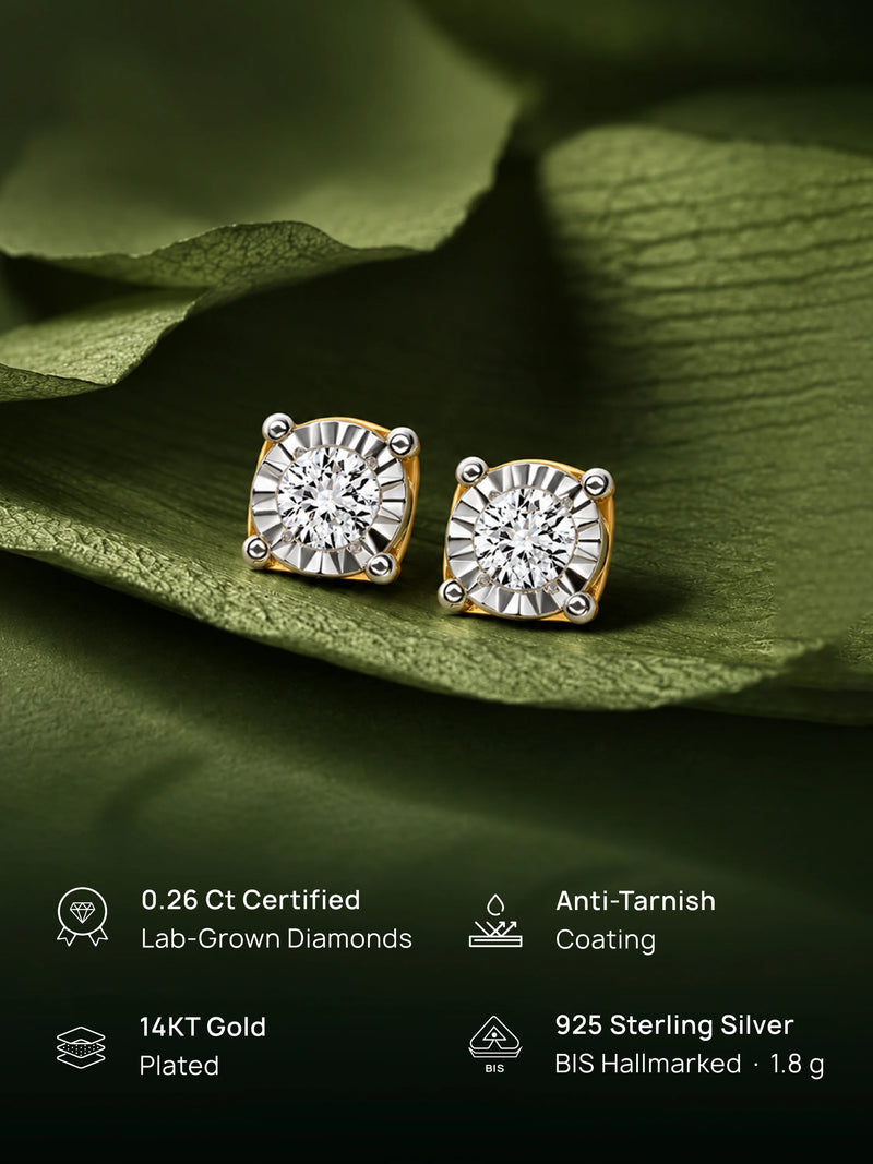 Minimal Round Cut Solitaire Stud Earrings