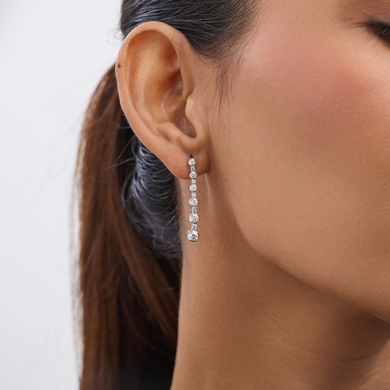 Linear Diamond Drop Earrings