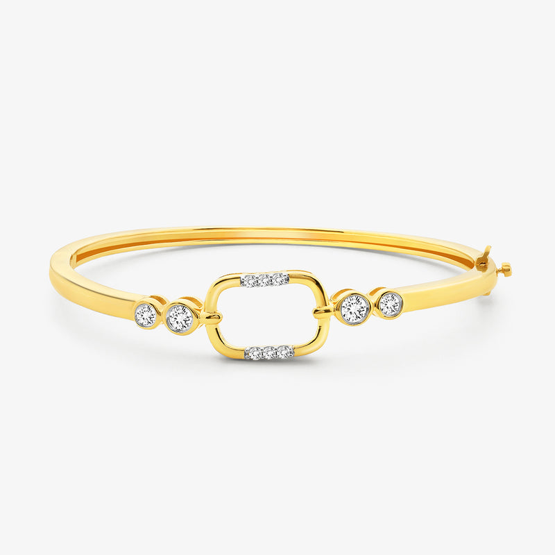 Keemti Jewels CONTOUR Link Bracelet: rectangle centerpiece, cluster-set clear stones on each side.