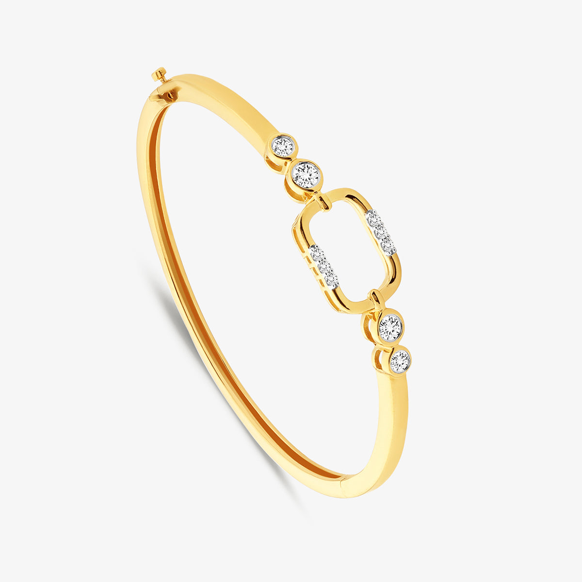 Keemti Jewels CONTOUR Link Bracelet with circular diamond accents and rectangular centerpiece on white background.