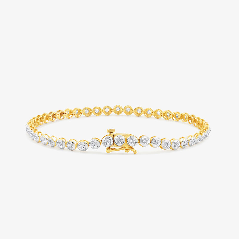 The Keemti Jewels Signature Brilliance Diamond Bracelet shines with diamond links and white gemstones on a white background.