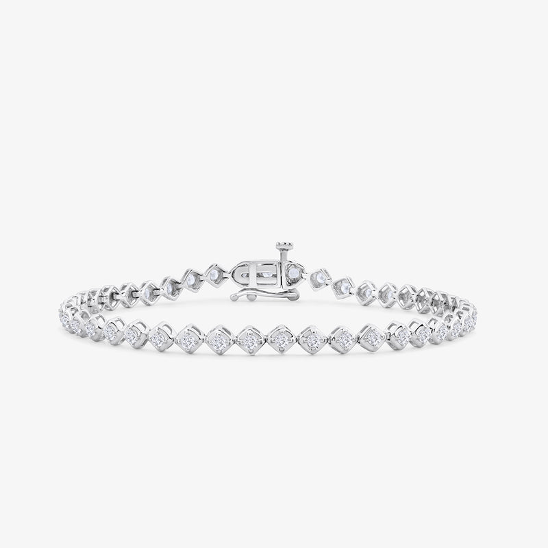 Keemti Jewels Classic Oval Links Diamond Bracelet with round stones and box lock clasp on a white background.
