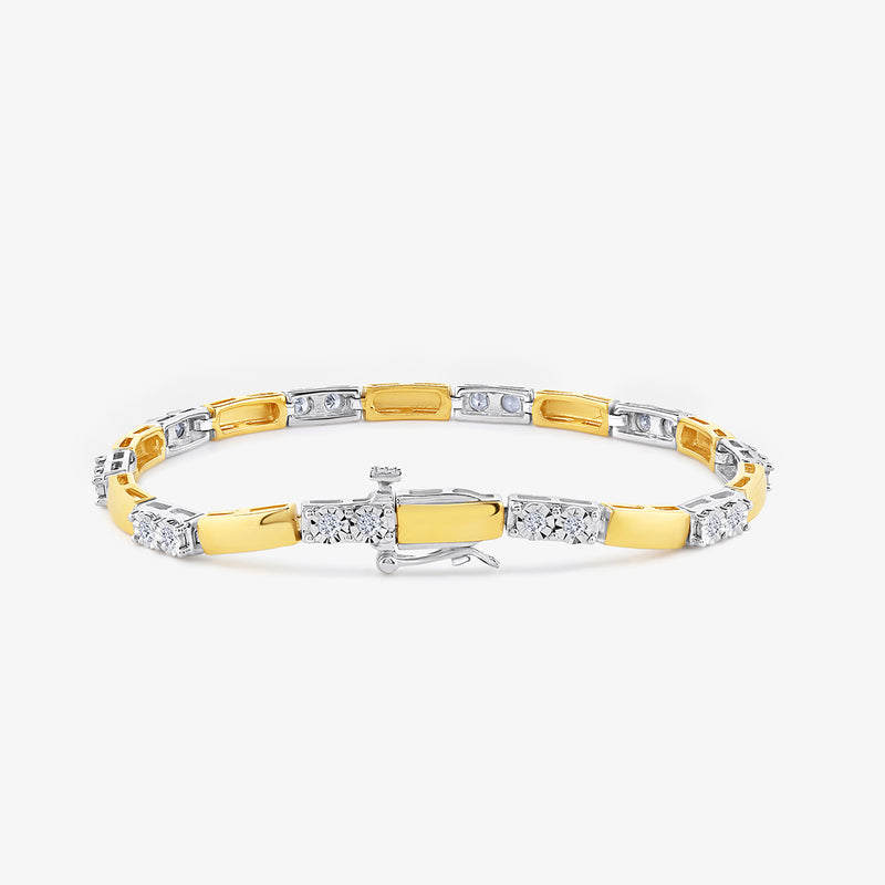 The Keemti Jewels Matrix Shine Diamond Bracelet features gold and silver links for a chic, modern style perfect for daily wear.