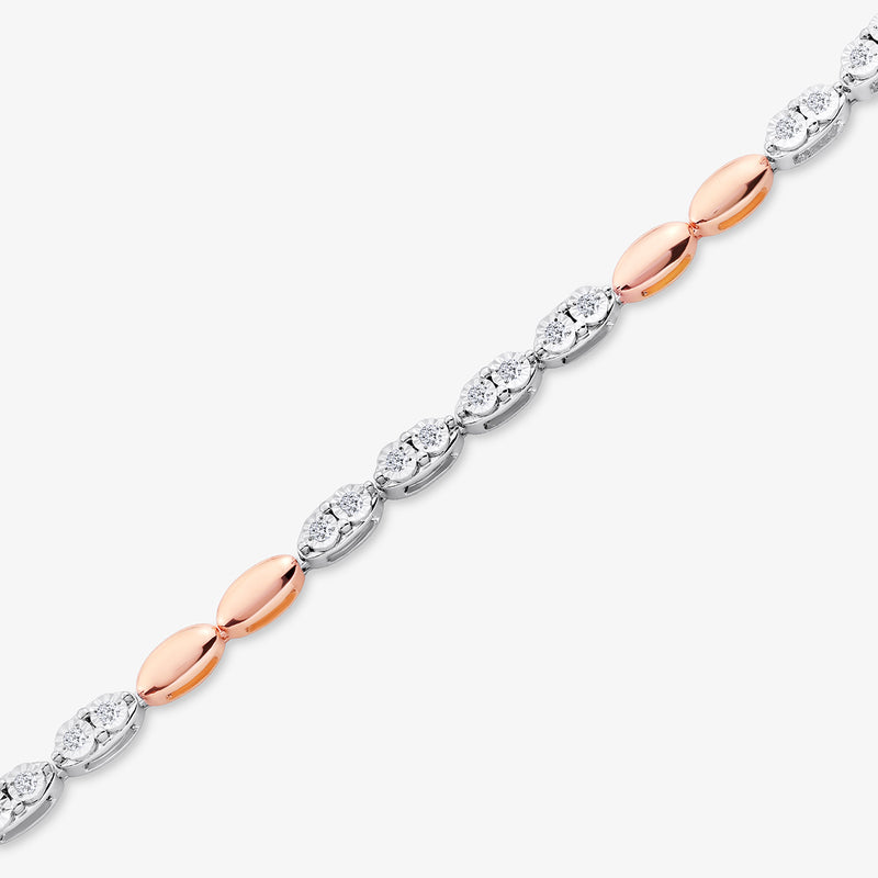 The Lumina Link Diamond Bracelet by Keemti Jewels blends silver, rose gold, and diamonds for everyday understated luxury.