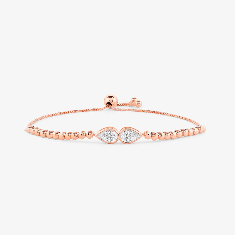Keemti Jewels Adjustable Twin Marquise Diamond Bracelet features a rose gold beaded chain and marquise-cut diamonds.