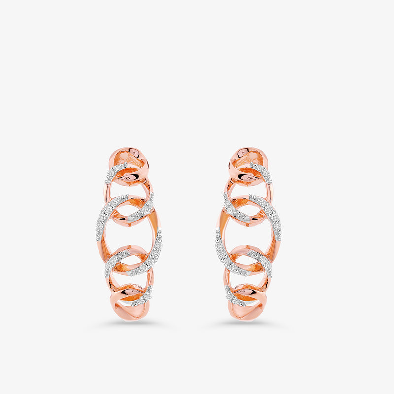 Twirl Crest Diamond Huggie Earrings