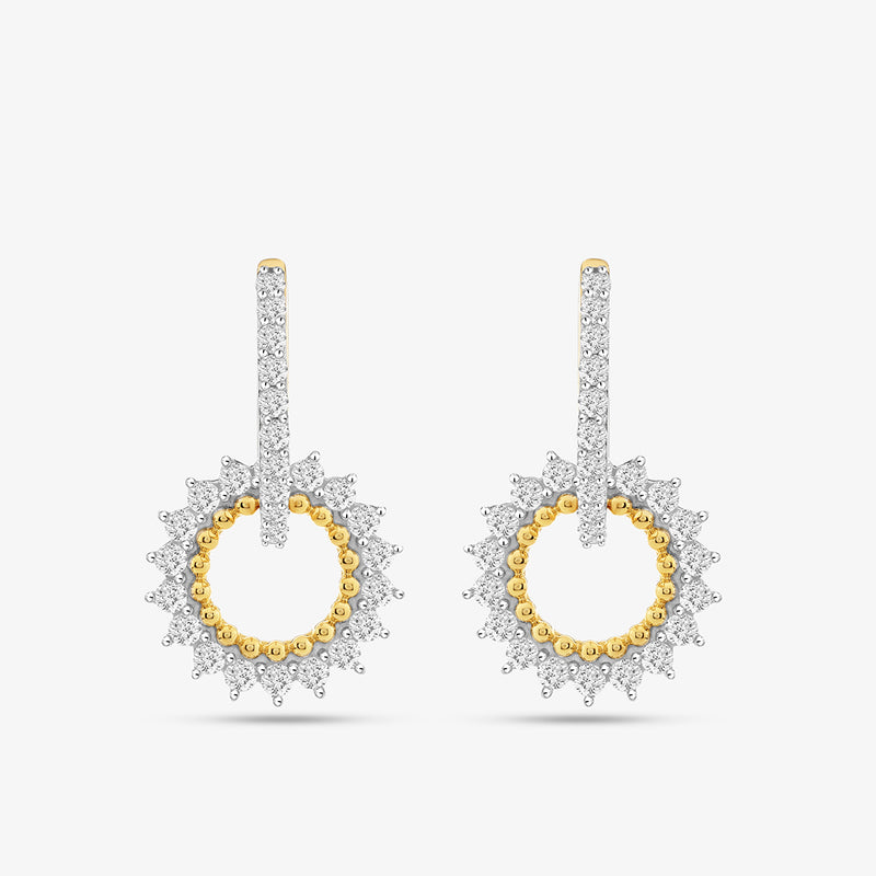 Bloomy Double Diamond Hoop Earrings by Keemti Jewels: gold hoops with beaded inner ring and spiked diamond outer.