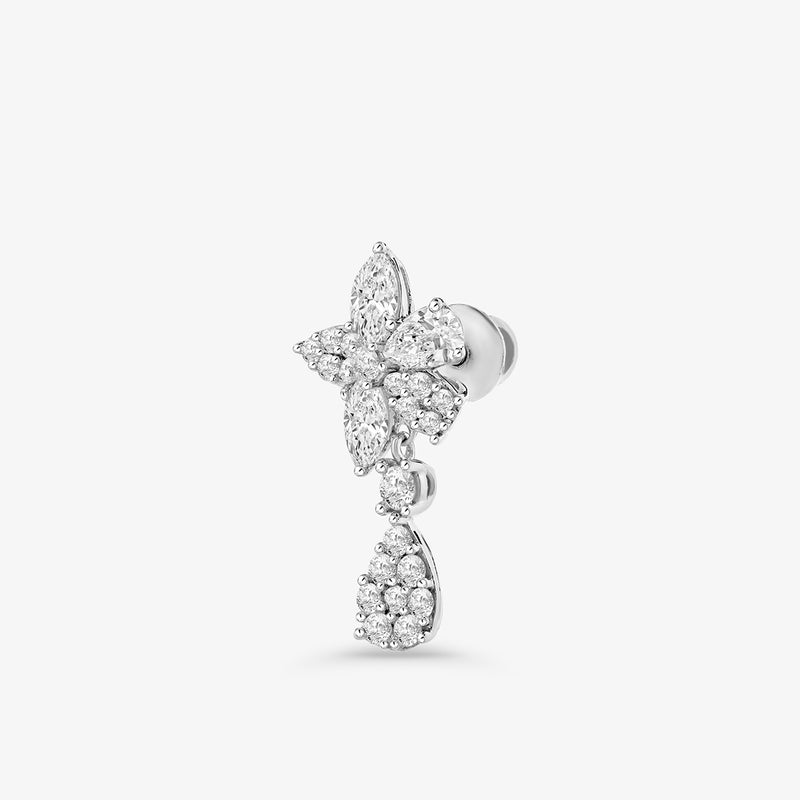 Keemti Jewels' Lustre Blossom Diamond Drop Earrings feature elegant floral studs and sparkling teardrop clusters.