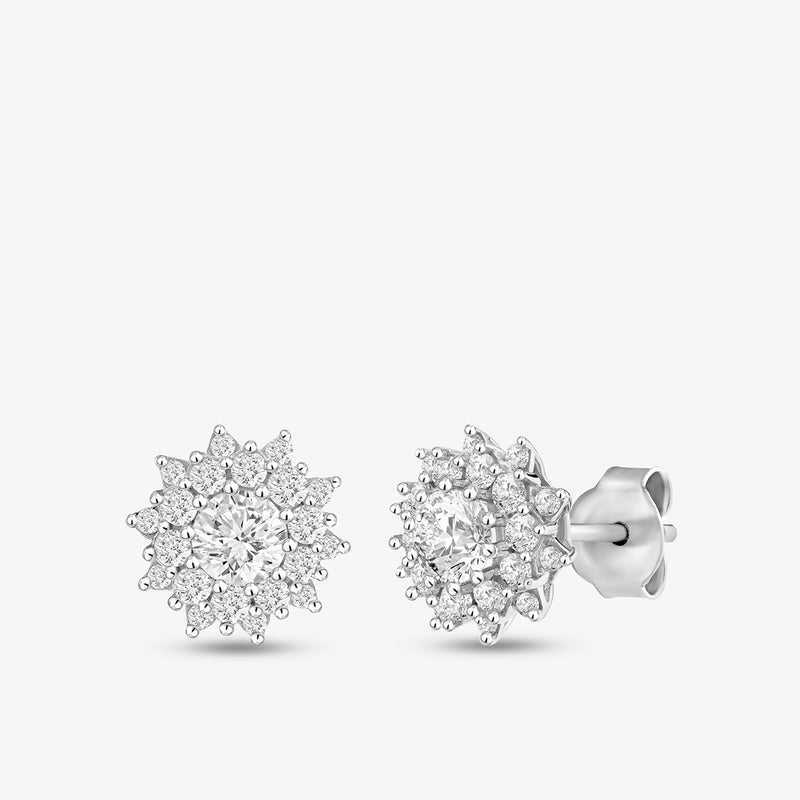 Keemti Jewels' Blossom Aura Diamond Stud Earrings add an elegant floral touch—ideal as sophisticated workwear.