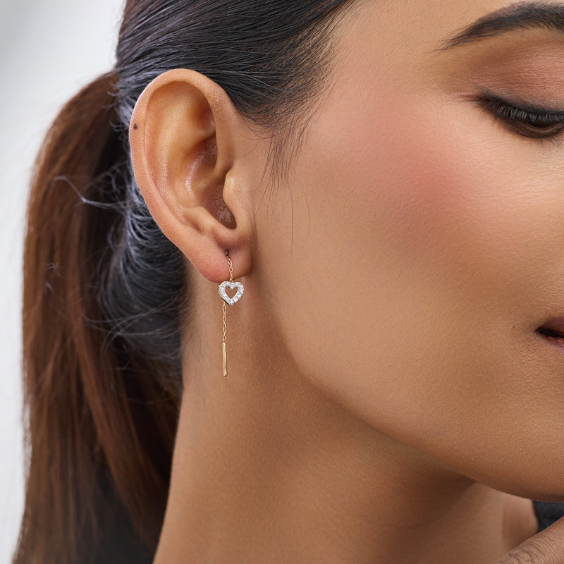 Floating Hearts Diamond Sui Dhaga Earrings
