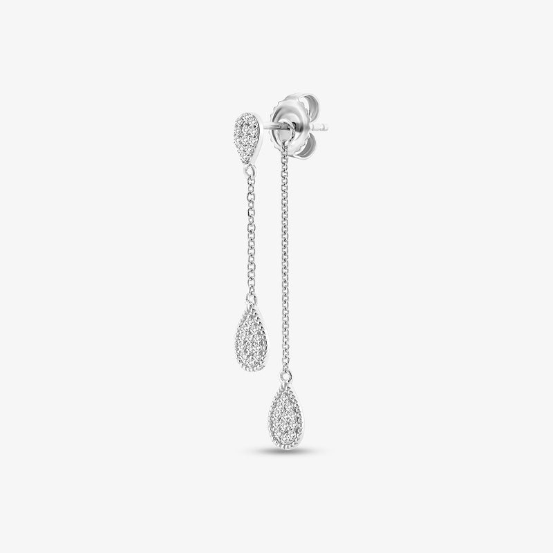 Keemti Jewels' Twin Pear Diamond Dangler Earrings feature teardrop pendants on chains for a look of quiet luxury.
