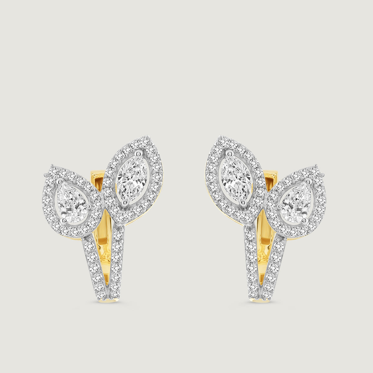 TWIN<span> Leaf Diamond Hoop</span> EARRINGS