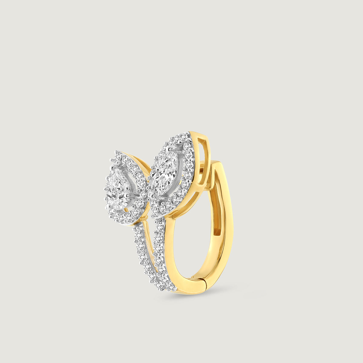 TWIN<span> Leaf Diamond Hoop</span> EARRINGS