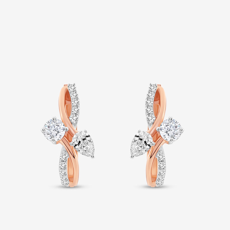 AERIS Flow Hoop Earrings by Keemti Jewels: rose gold with oval-set diamonds and an elegant twist design.