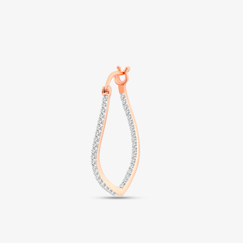Aurelia Station Diamond Hoop Earrings by Keemti Jewels in rose gold with twisted design and bezel set diamonds.