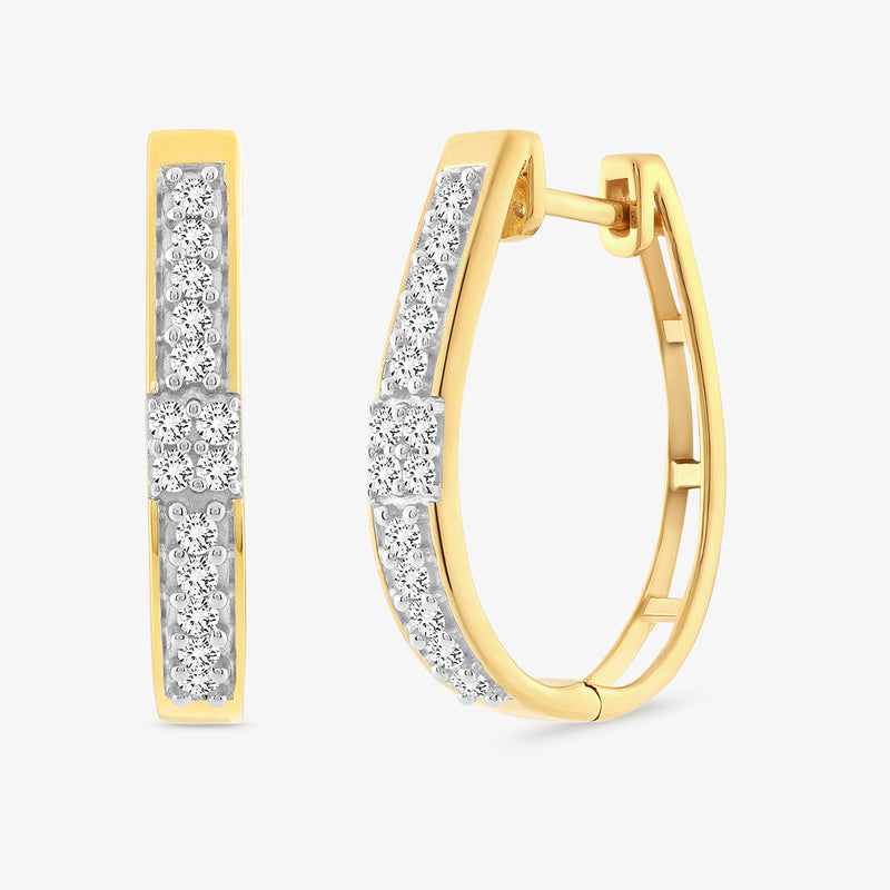 Keemti Jewels TRUE Spark Hoop Earrings—diamond hoops with a row of sparkling white diamonds, shown front and side.