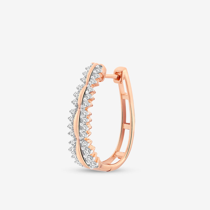 Scallop Edge Diamond Hoop Earrings