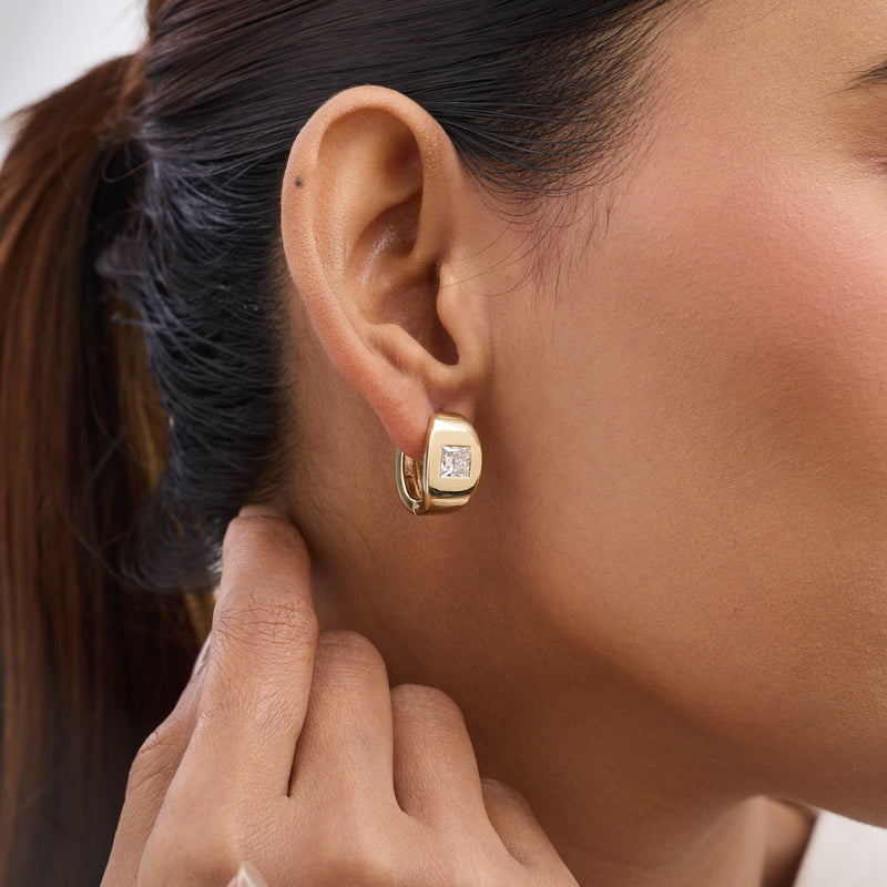 Eternal Princess-Cut Diamond Huggie Earrings