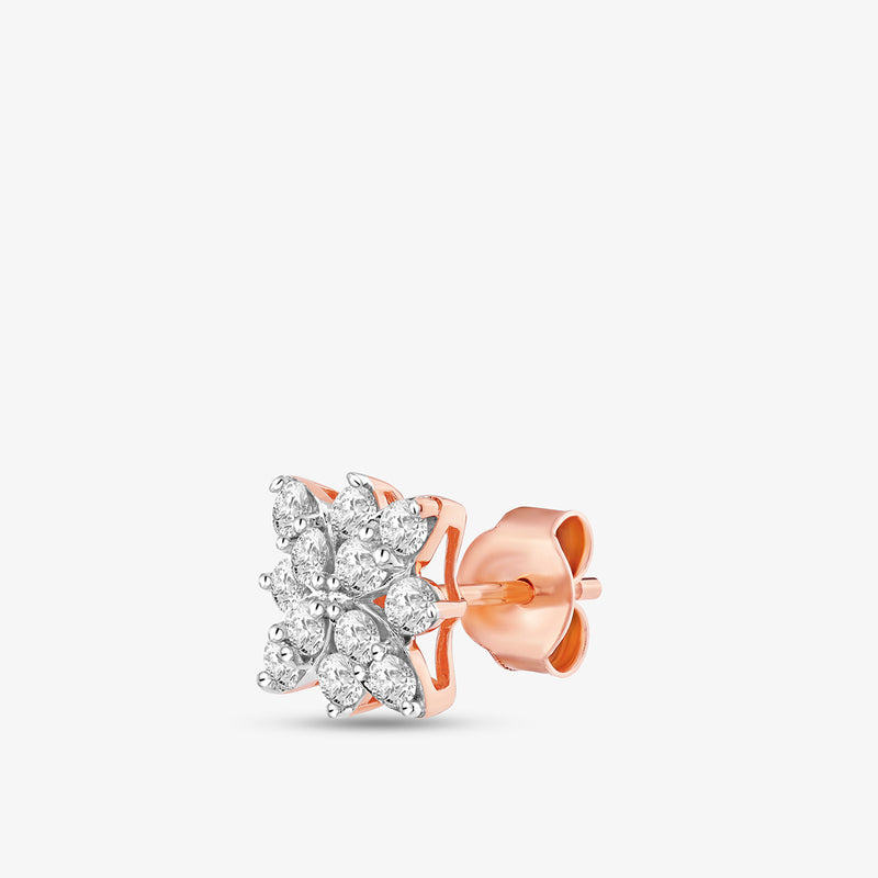 Forever Bloom Diamond Stud Earrings by Keemti Jewels: rose gold floral studs with sparkling stones for a feminine touch.