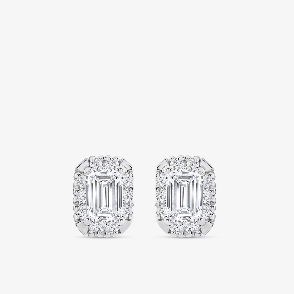 MODERN <span>Emerald-cut Halo Diamond Stud </span>EARRINGS