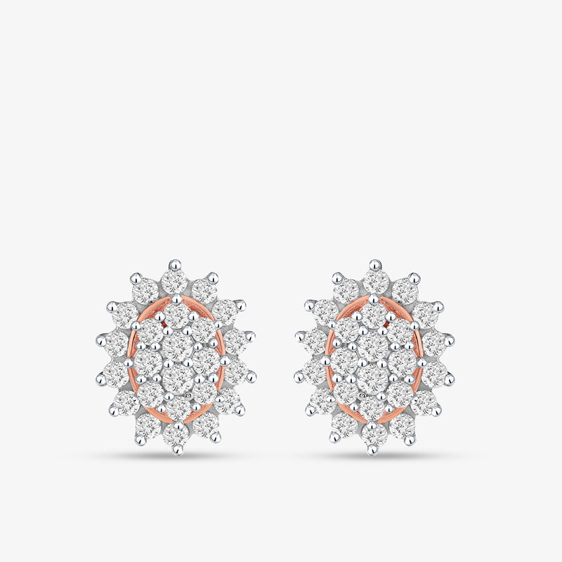 Blush Blossom Diamond Stud Earrings by Keemti Jewels in rose gold and white metal for everyday elegance.