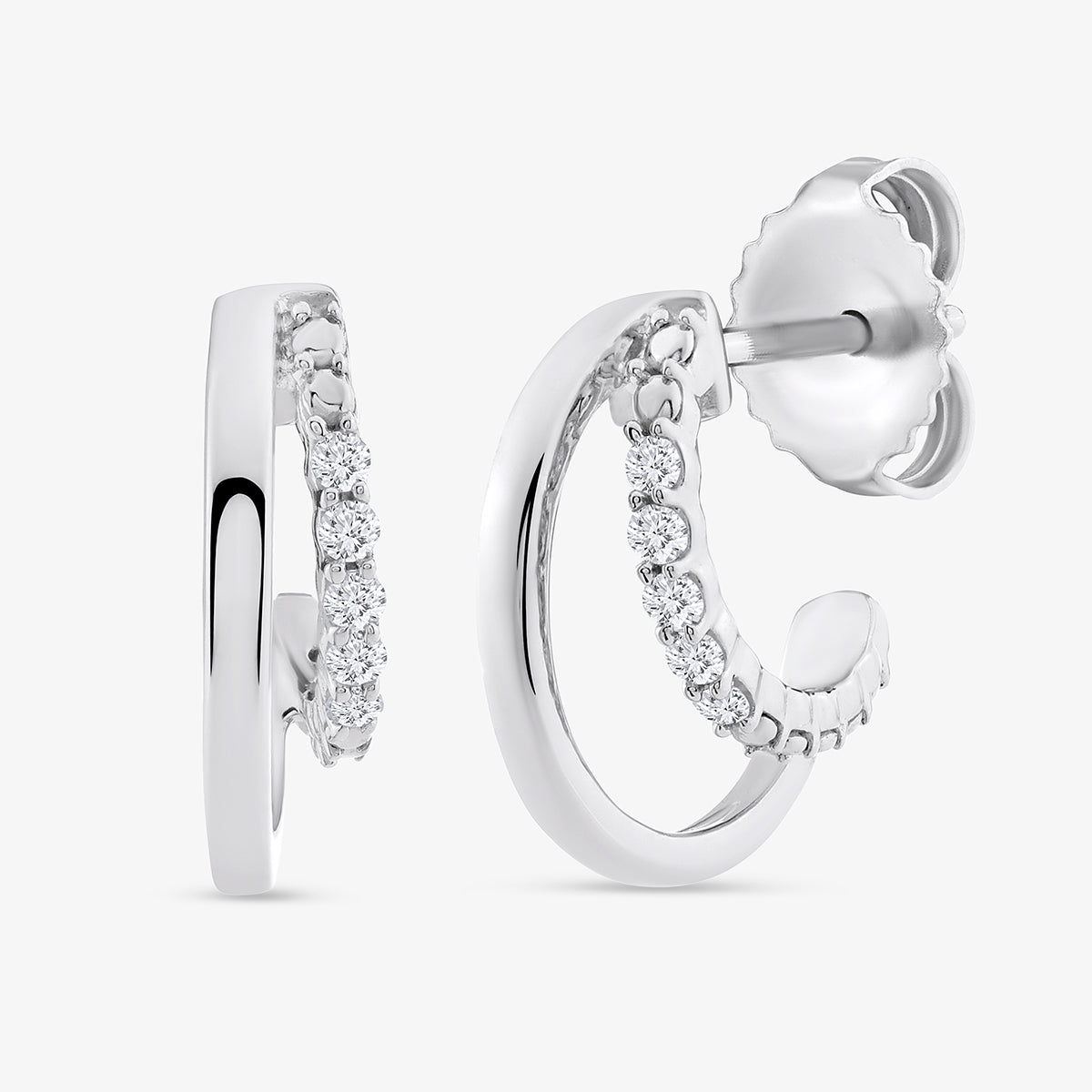 TWIN <span>Wave Diamond Hoop </span>EARRINGS
