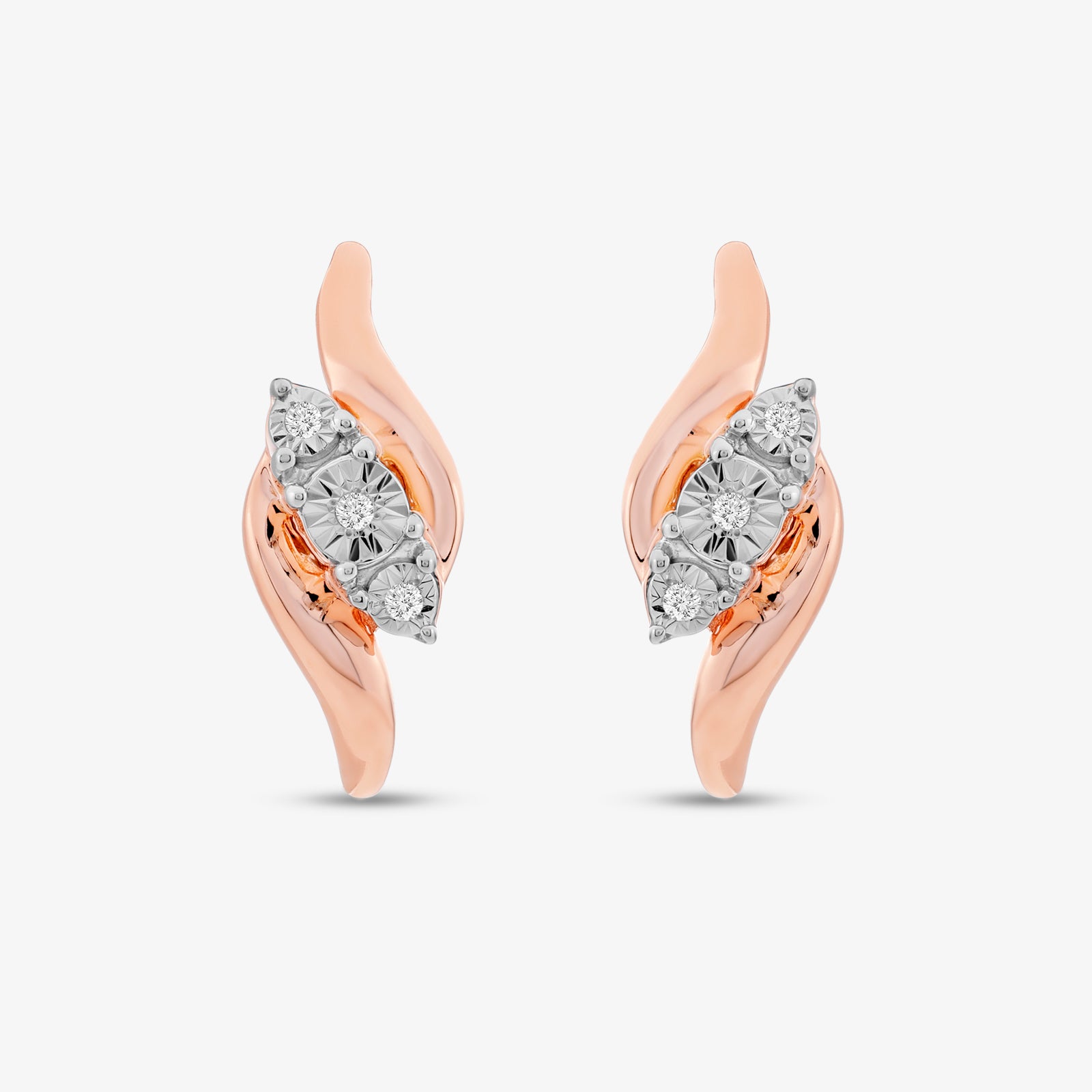 Rose Wave Diamond Hoop Earrings