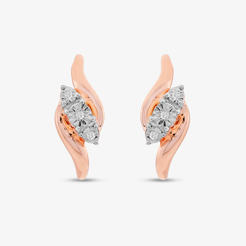 Rose Wave Diamond Hoop Earrings