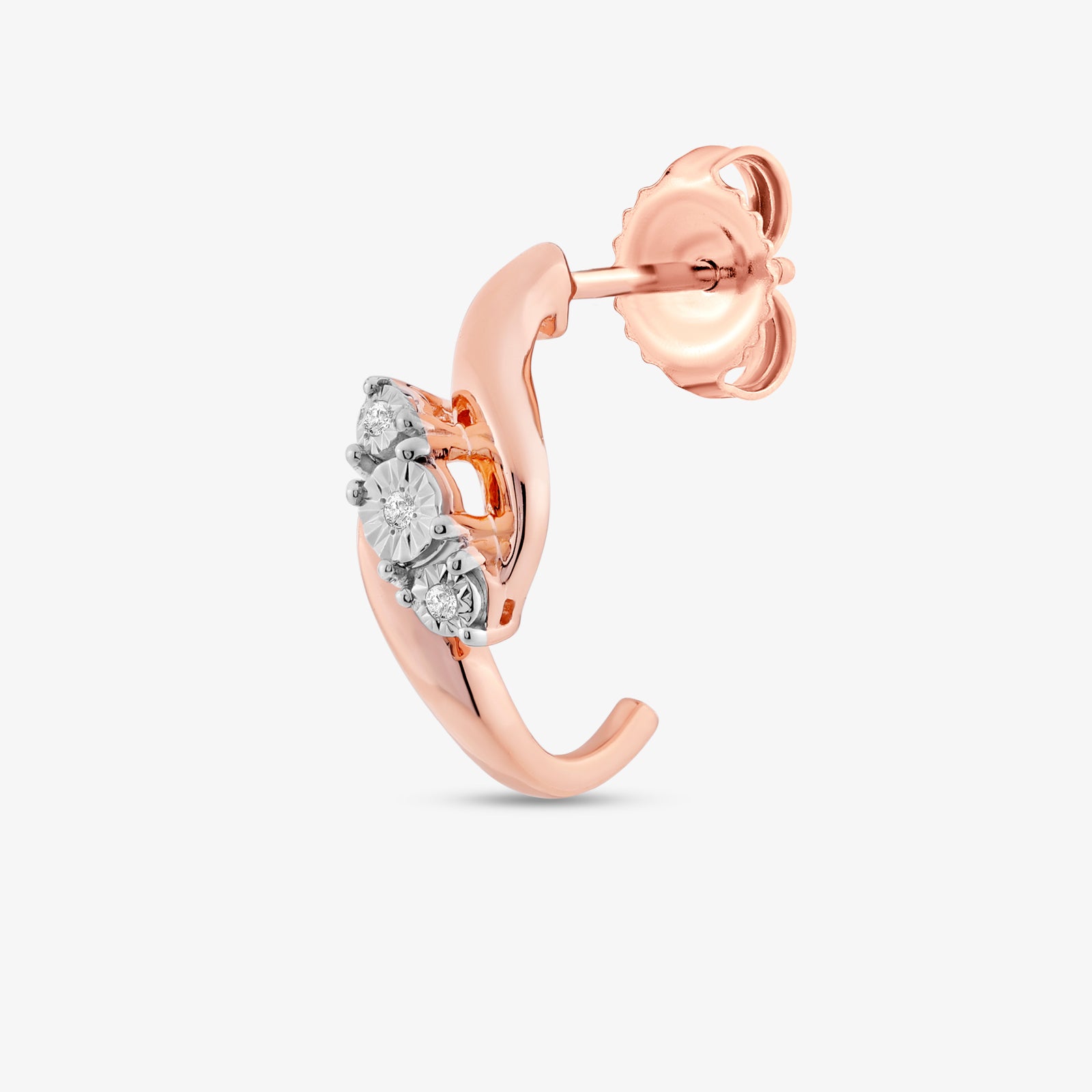 Rose Wave Diamond Hoop Earrings