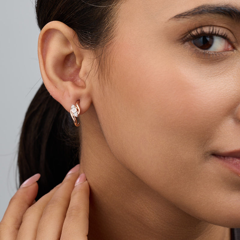 Rose Wave Diamond Hoop Earrings