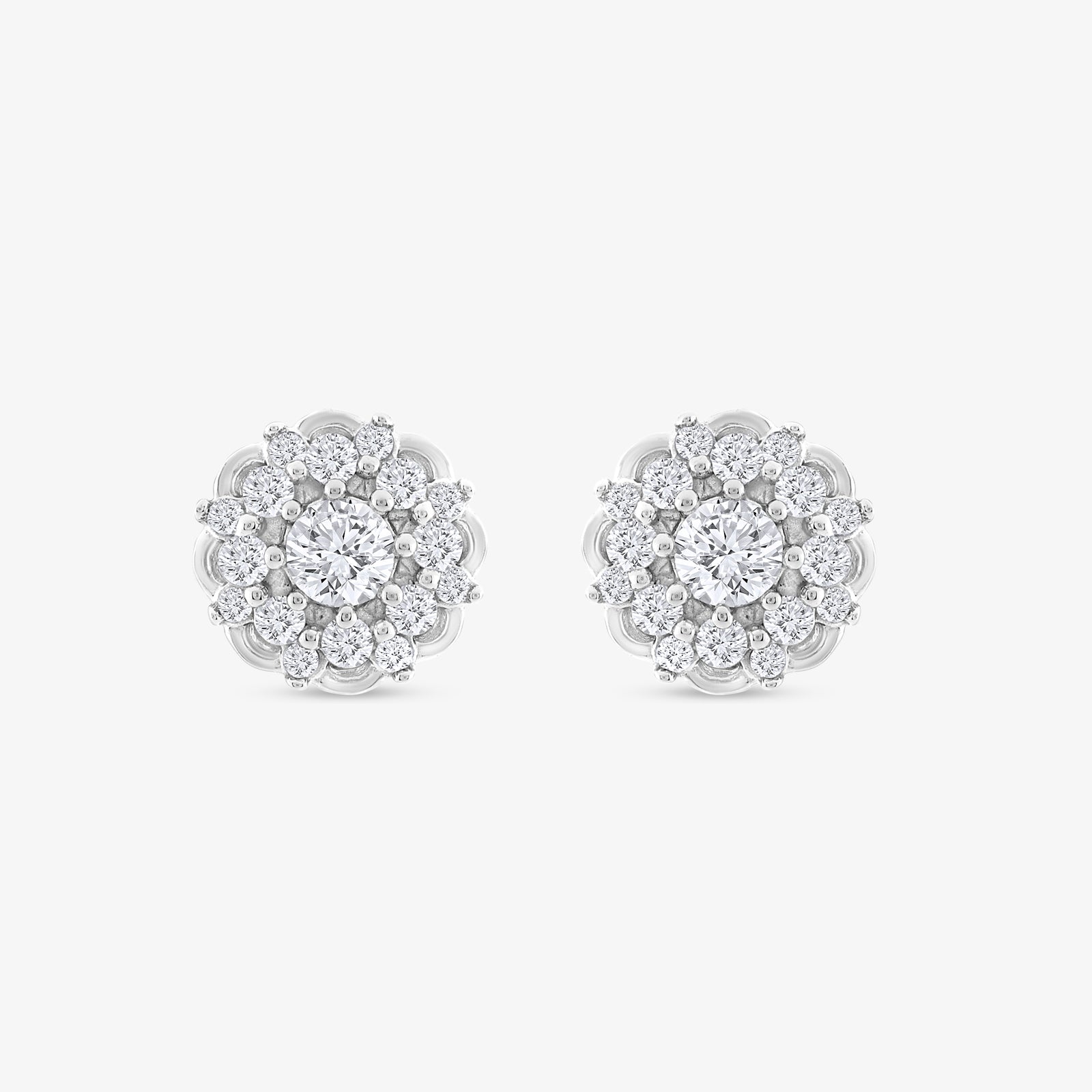 Floral Cluster Diamond Stud Earrings