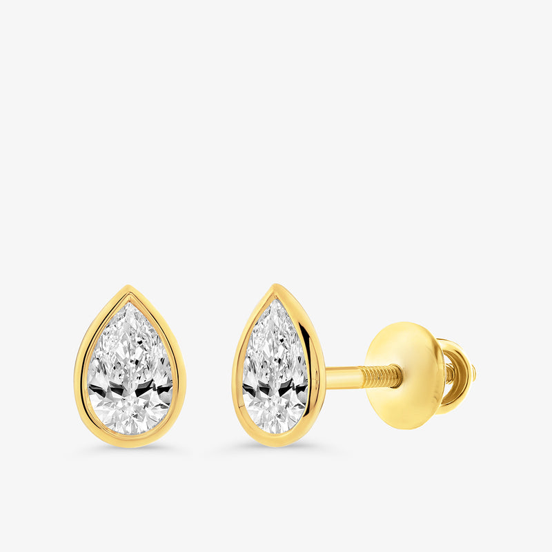 Radiant Dew Diamond Stud Earrings by Keemti Jewels—elegant pear-cut studs with screw-back closures for any occasion.
