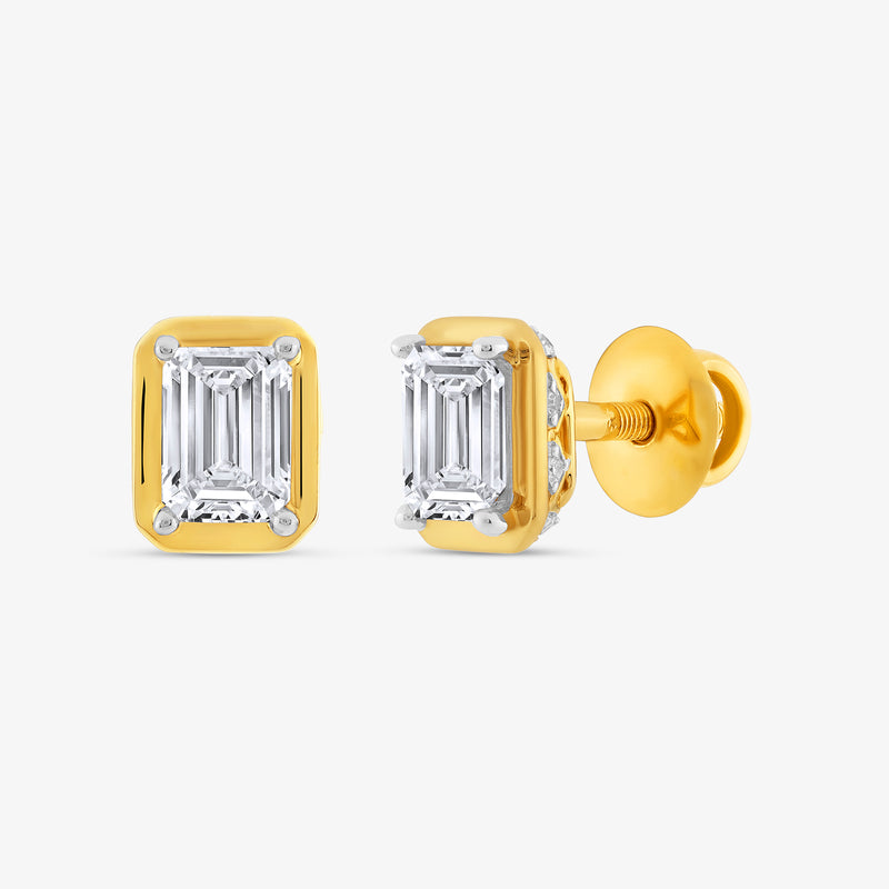 Classic Emerald-Cut Diamond Stud Earrings
