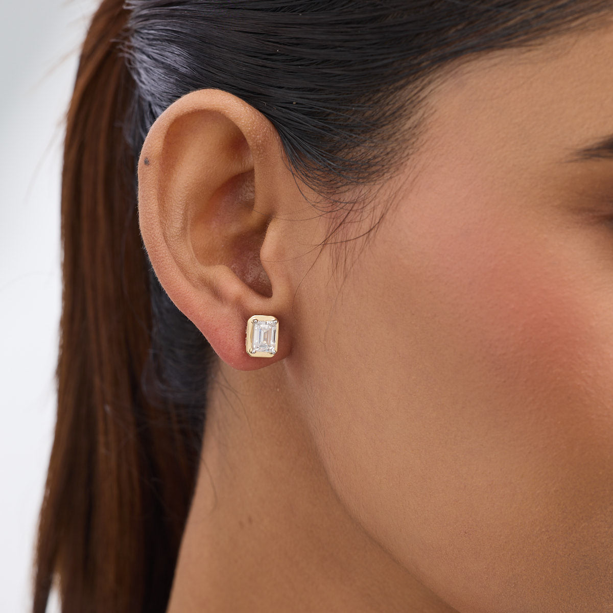 Classic Emerald-Cut Diamond Stud Earrings